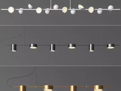Linear Suspension Chandelier Collection 3D model