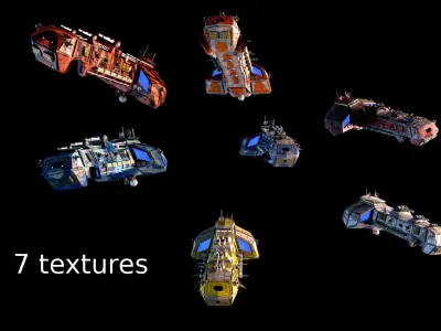 Space battleship Gramr Low-poly 3D model