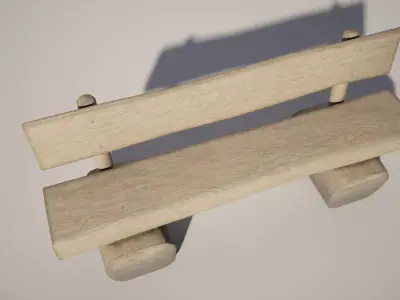 Wooden Bench Low-poly 3D model