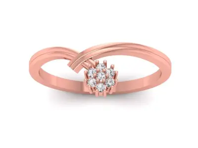 Solitaire Wedding Engagement Women Rings Curve Band Bypass Ring 3D print model