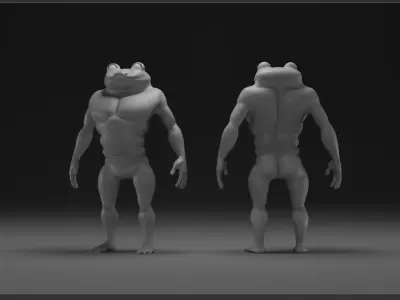 Frog-Man Base Mesh Low-poly 3D model