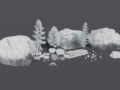 Snow Forest Environment Asset Low-poly 3D model