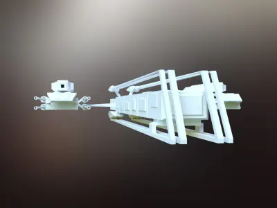 Sci-Fi War spacecraft Low-poly 3D model