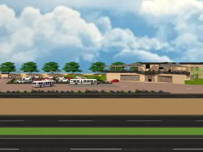 Rest Station Petrol pump Restaurant 3D model