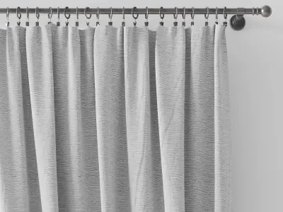 curtain empty room with curtains and wooden floor 3D model