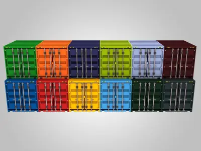 Voxel Shipping Container 10ft Low-poly 3D model