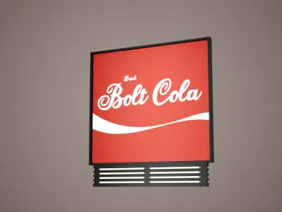 Billboard Set Low Poly Game Ready coca cola sign Low-poly 3D model