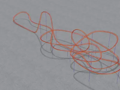 Rollercoaster roller coaster Low-poly 3D model