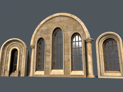 Medieval Window Set Low-poly 3D model