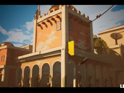 Stylized Low Poly Asian City  Low-poly 3D model