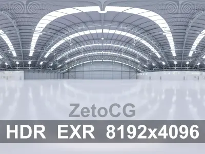HDRI - Airplane Hangar Interior 8b - 8192x4096 Texture