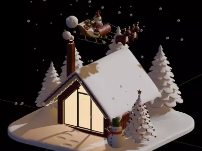 House In Winter Christmas 3D model