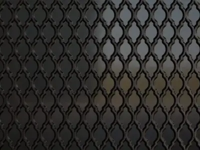 Dark Ornate Arabesque Screen Grille PBR SEAMLESS Texture