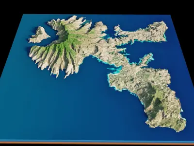 Rinca Island full 3d terrain 3D model