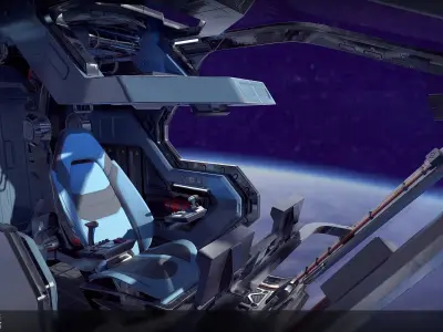 Sci Fi Fighter Cockpit 4 Low-poly 3D model