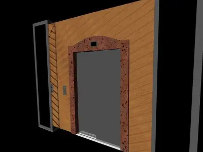 Elevator with glass door 3D model