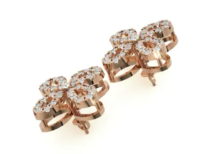 Flowers Light wt Pendant Earrings Set 3dm stl obj mtl gltf glb 3D print model