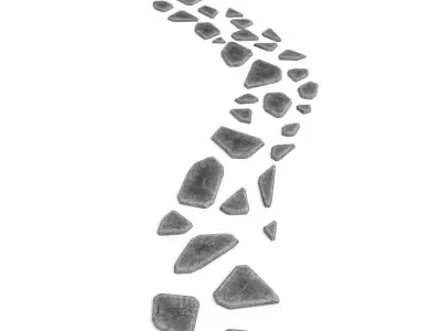 stone pathway 3 types 3D model Low-poly 3D model