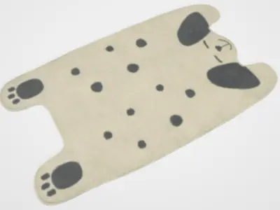 Dog Shaped Rug 3D Model with Cute Design 3D model