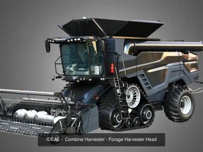 IDEAL - Combine Harvesters - 4 Different Harvester Heads 4 in 1 3D Model Pack