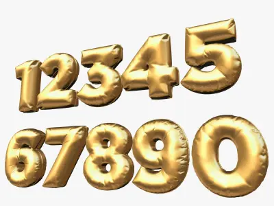 Golden Balloons Numbers 3D model