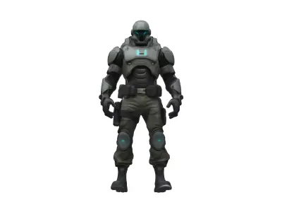 Futuristic Armored Soldier with Tactical Gear 3D model