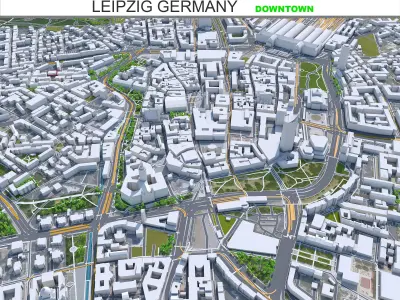 Leipzig Downtown Germany Low-poly 3D model