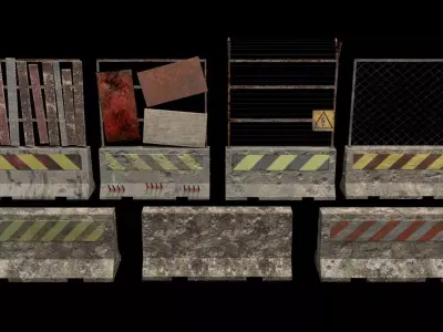 Concrete Barriers 3D Model Pack