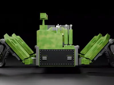 Spider Tank Sci Fi Military Vehicle Mech Walker Lowpoly 3D Model Low-poly 3D model