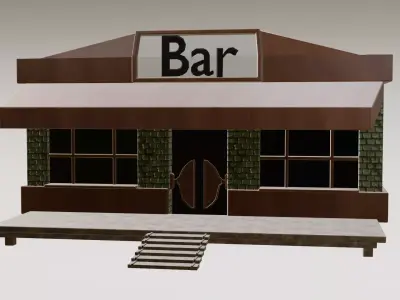 Low Poly Western Bar Low-poly 3D model