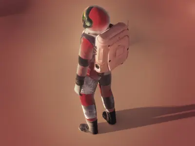 MARS astronaut rigged animated realistic with environment  Low-poly 3D model