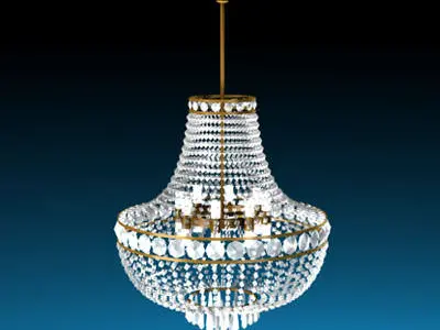 Chandelier with crystals hanging from it 3D model 2