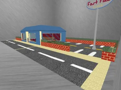 Fast Food Diner Low-poly 3D model