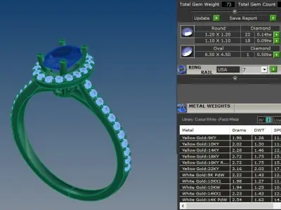 Oval Diamond Halo Engagement Ring 3D print model