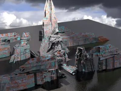 Stargate Pyramid Temple with Statue 3D model