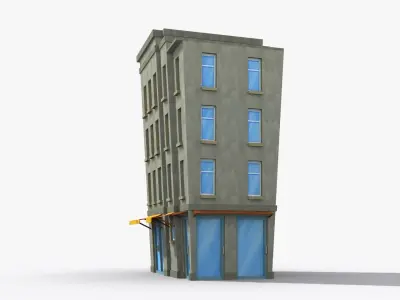 Cartoon Building x23 Low-poly 3D model