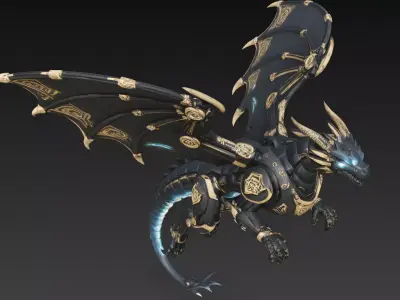 Mechanical Dragon Bundle  4 Flying Sci-Fi Dragon 3D model
