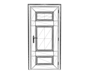 Modern Wooden Interior Door with Large Frosted Glass Panel Low-poly 3D model