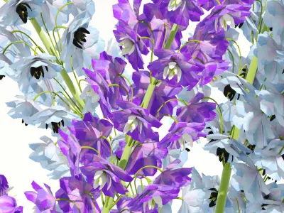 Flowerbeds in black pots 3D model