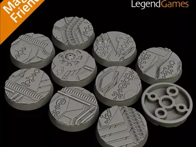 Complete Necro Tech Base set for Wargaming - solid and magnet 3D print model