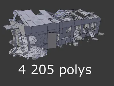 low poly destroyed building 2 Low-poly 3D model