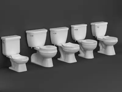 5 Toilet bowls and flash tanks 3D model