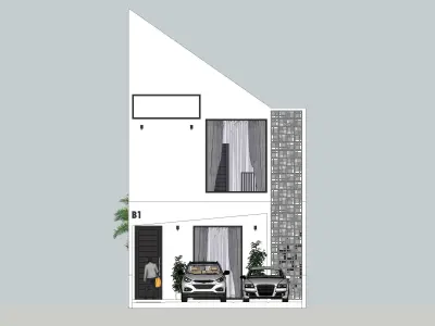 TERRACE HOUSE EXTERIOR AND INTERIOR DESIGN Low-poly 3D model