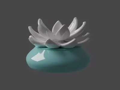 lotus with pot Free 3D model