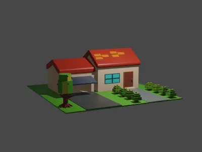 Cartoon House for Game  Low-poly 3D model