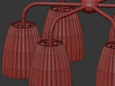 MONTCLAIR five light chandelier in brass with shades 3D model
