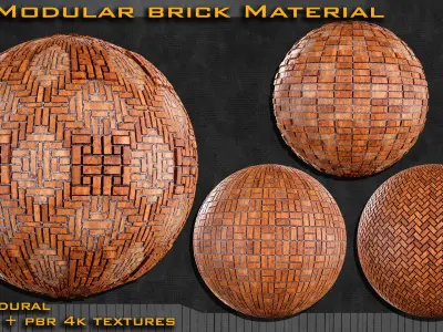 20 Modular brick Material Sbsar  4k texture maps Texture