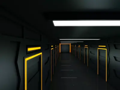 Sci fi corridor 3D model 22