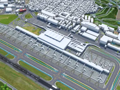 Manila Ninoy Aquino Airport 10km Low-poly 3D model