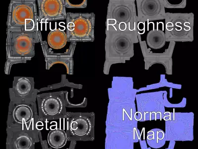 Futuristic SciFi Panel with LED Lights Model Pack Low-poly 3D model